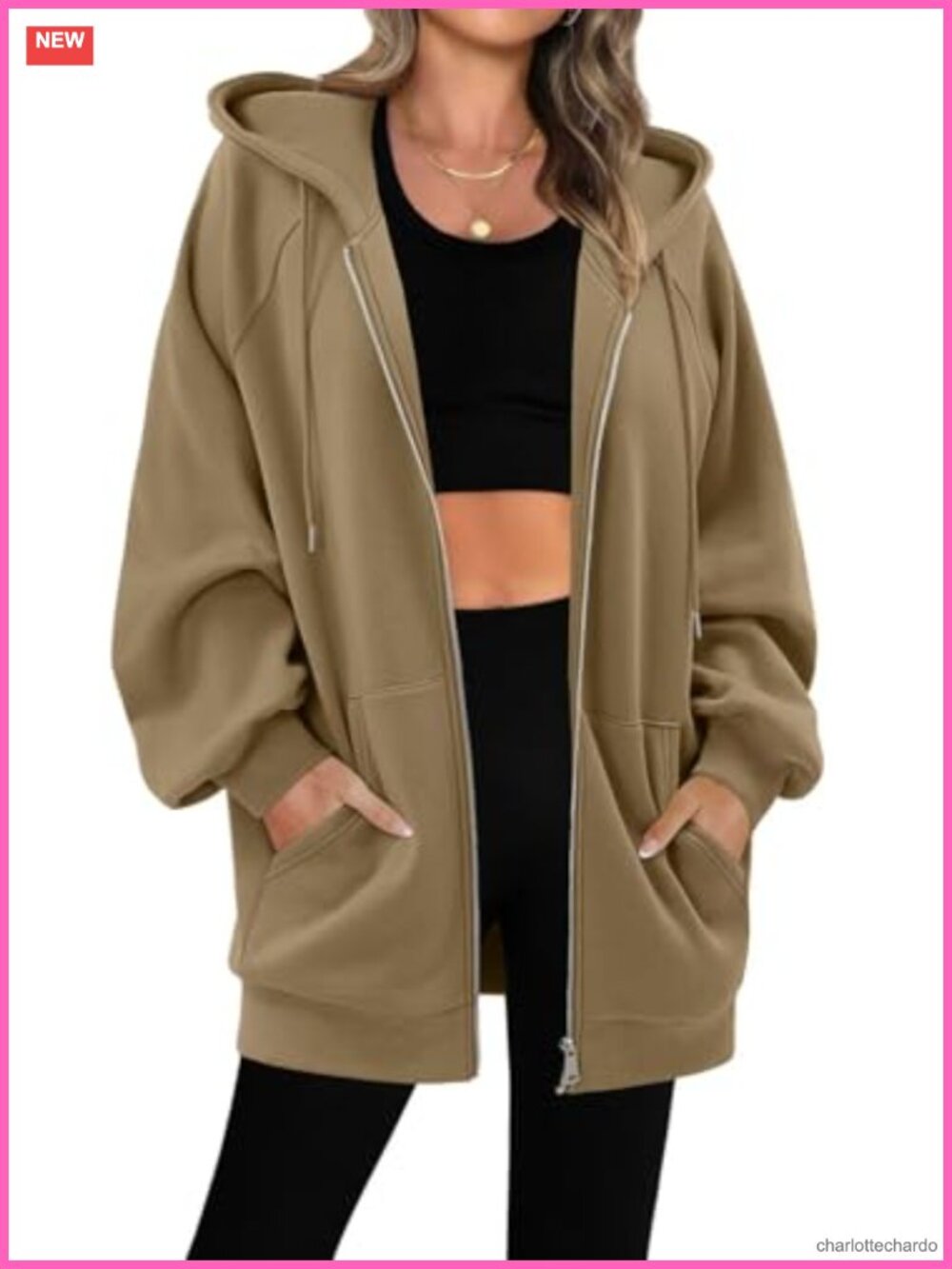 Women's Oversized Zip Up Fleece Hoodie Long Sleeve Sweatshirt Jacket with